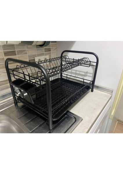 Luxury Dekorask Siyah Çift Katlı Bulaşıklık 1 Adet