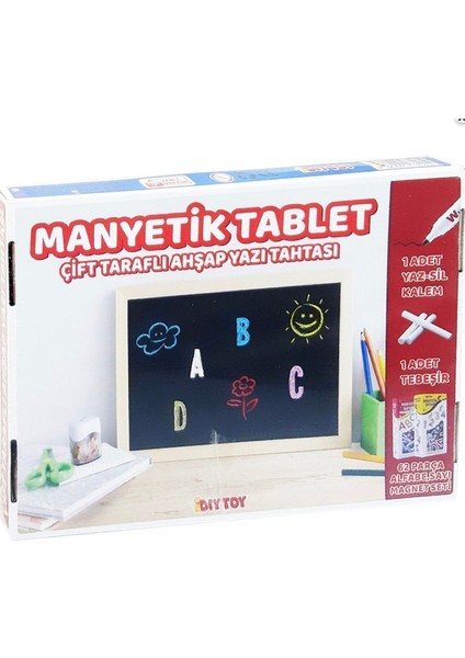 Luxury Manyetik Çift Taraflı Tablet Ahşap Yazı Tahtası Magnetli 1 Adet