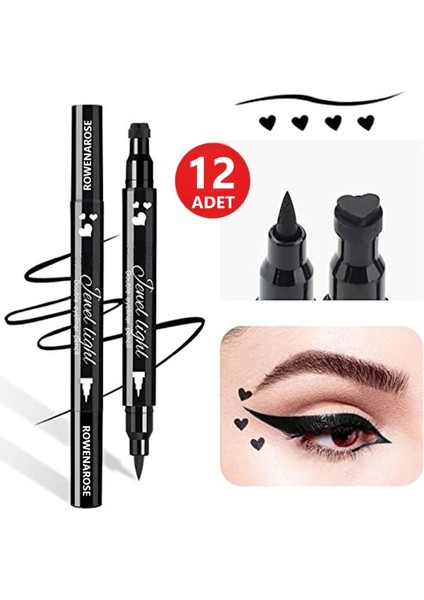 Luxury Çift Taraflı Kalp Desenli Kalem Eyeliner 12 Adet 1 Adet