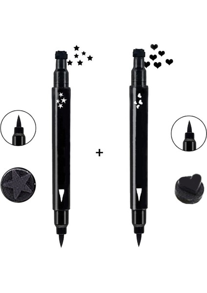 Luxury Çift Uçlu Eyeliner Yıldız ve Kalp Desenli 2li Ekonomik Set 1 Adet