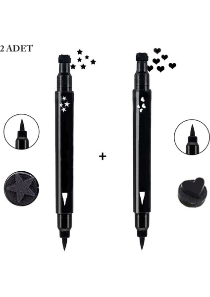 Luxury Çift Uçlu Eyeliner Yıldız ve Kalp Desenli 2li Ekonomik Set 1 Adet