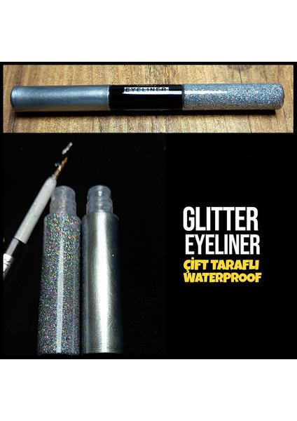 Luxury Simli Eyeliner Çift Taraflı Waterproof 1 Adet