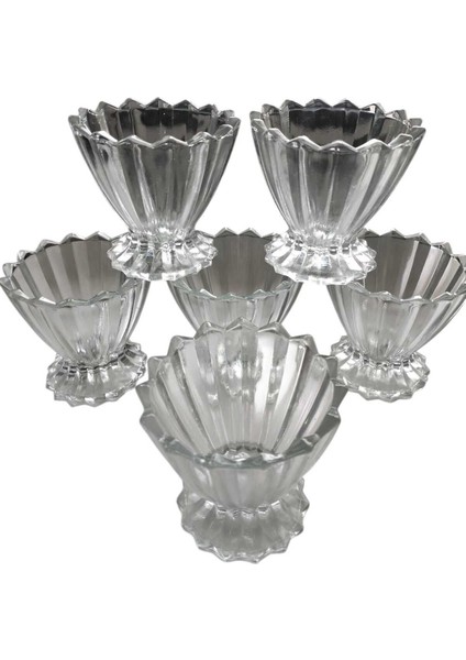 Luxury Lüx Cam Magnolia Dondurmalık & Çerezlik Reçellik 6 Lı Set 1 Adet