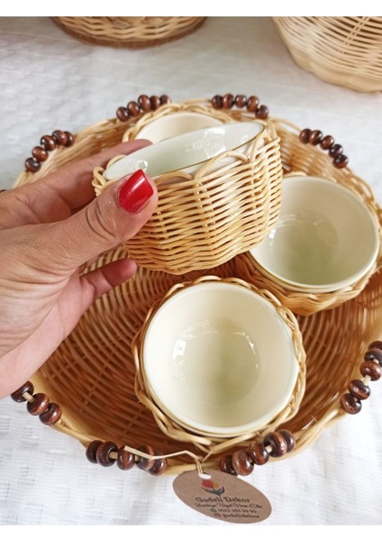 Luxury Gudelidekor Rattan Hasır Bambu Kahvaltılık Sunumluk Çerezlik 9 Parça 1 Adet fiyatları