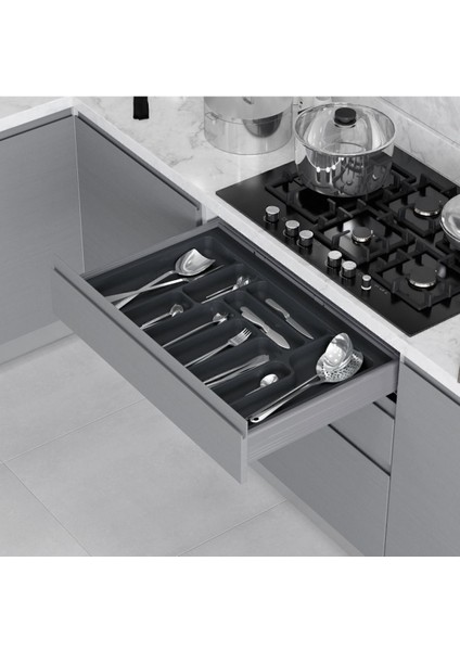 Luxury S-2289-G Çekmece Içi Plastik Kaşıklık Gri En:74-68 D:49-40 cm 10 Göz 1 Adet fiyatları