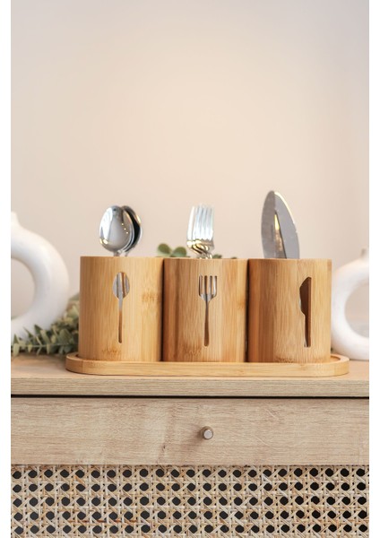 Luxury 4 Parça Bambu Kaşık Çatal Bıçak Düzenleyici Set 1 Adet fiyatları