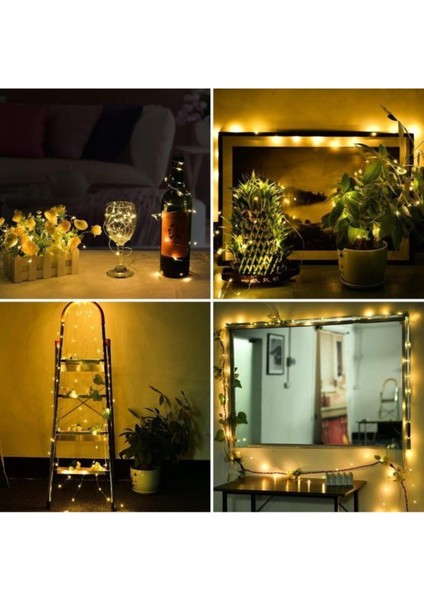 Luxury Peri LED Işık 10 Metre (Sarı) Pilli Aydınlatma Şerit LED Saçak Spot Süsleme 1 Adet