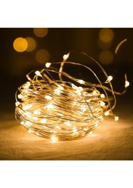 Luxury Peri LED Işık 10 Metre (Sarı) Pilli Aydınlatma Şerit LED Saçak Spot Süsleme 1 Adet