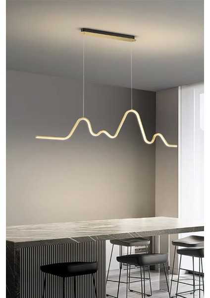 Ritim Modern Tasarım Yatak Odası Salon Mutfak Yemek Masası Eskitme Renk Beyaz LED 2 Li Avize 110 cm