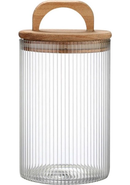 Luxury Acacia 800 ml Akasya Vakum Kapak Borosilikat Kare Cam Kavanoz 10X12 cm 1 Adet