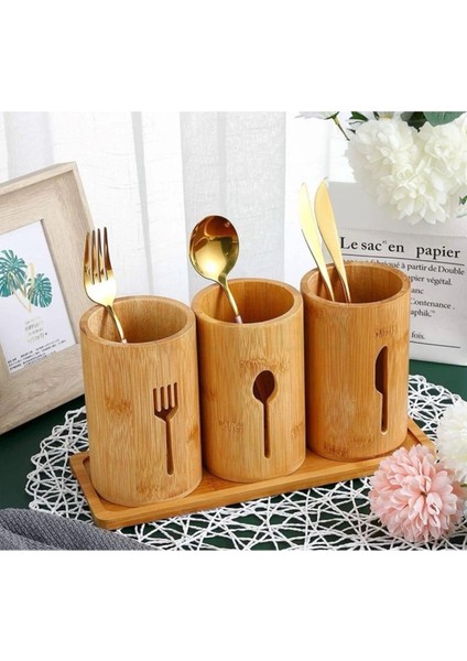 Luxury Aknur Plastik Especial 3´lü Bambu Kaşıklık Set 1 Adet