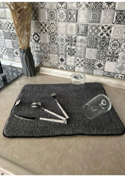 Luxury Koyu Gri Çift Taraflı Mikrofiber Bulaşıklık Kurutma Matı Bulaşık Altlığı 36X45CM 1 Adet modelleri