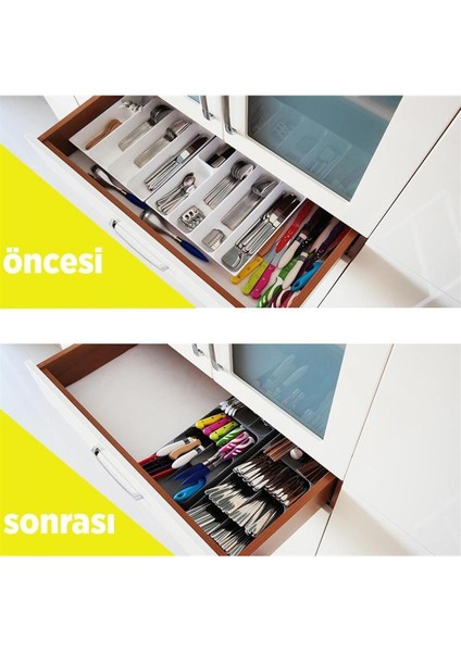 Luxury 9 Bölmeli Yeni Nesil Kaşıklık Antrasit Çekmece Içi Düzenleyici Çatal Bıçak Kaşık Düzenleyici 1 Adet modelleri