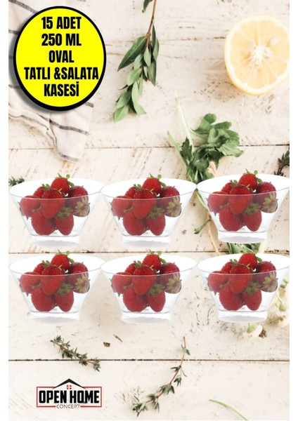 Luxury 15 Adet Plastik Oval Tatlı Salata Çerezlik Kasesi 250 cc 1 Adet