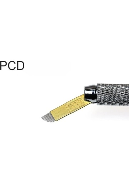 Luxury P.c.d Microblading Kalıcı Makyaj Iğnesi 12 Pin Sarı 10 Adet Kaş Dövme Iğne Mikroblading Iğnesi 1 Adet
