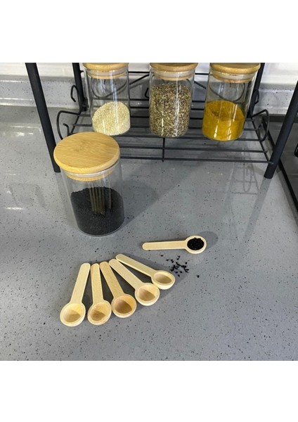 Luxury Mini Bambu Baharat Kaşığı 6 Adet 1 Adet