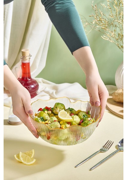 Luxury Tirmit Büyük Boy Cam Salata Kasesi - 21 cm 1 Adet
