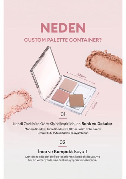 Luxury Kişiselleştirilebilir 4'lü Boş Far Paleti Custom Palette Container 1 Adet