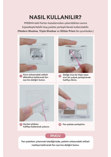 Luxury Kişiselleştirilebilir 4'lü Boş Far Paleti Custom Palette Container 1 Adet