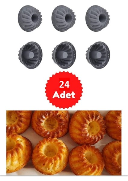 Luxury 24’lü Yıkanabilir Mini Göbekli Muffin Pişirme Kalıbı, Cupcake, Antrasit 1 Adet
