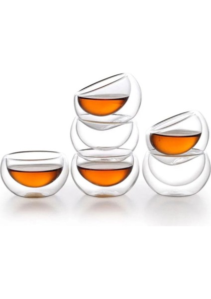 Luxury 6'lı Cam Çift Çidarlı Mini Sosluk Reçellik Drajelik Lokumluk Kahvaltılık 35 Ml. 1 Adet