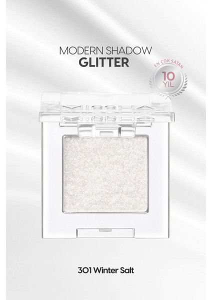 Luxury Kalıcı, Topaklanma Yapmayan, Simli Tekli Far Modern Shadow Glitter (301 Winter Salt) 1 Adet