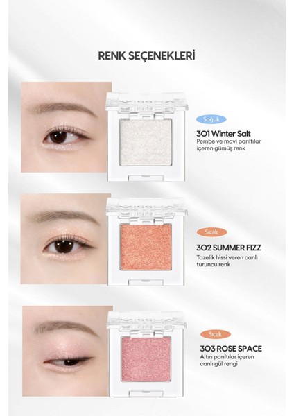 Luxury Kalıcı, Topaklanma Yapmayan, Simli Tekli Far Modern Shadow Glitter (301 Winter Salt) 1 Adet