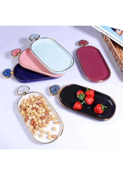 Luxury Muba Consept Pearl Mix 6 Lı Porselen Oval Çerezlik Sunumluk 1 Adet