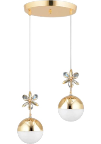 Sefam 2'li Kristal Taşlı Modern Hakiki Camlı Sarkıt Avize - Yatak Odası - Salon - Mutfak - Hol fiyatları