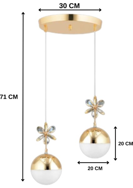 Sefam 2'li Kristal Taşlı Modern Hakiki Camlı Sarkıt Avize - Yatak Odası - Salon - Mutfak - Hol modelleri