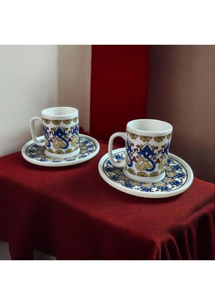 Luxury Porselen Topkapı Royal 2 Kişilik Türk Kahvesi Fincan Takımı 4 Parça 1 Adet