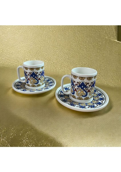 Luxury Porselen Topkapı Royal 2 Kişilik Türk Kahvesi Fincan Takımı 4 Parça 1 Adet