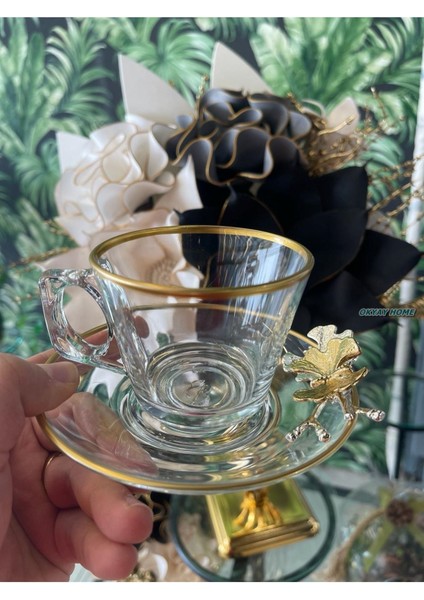 Luxury Paşabahçe Vela Fincan Takımı 12 Parça 6 Kişilik Kelebekli Yaldızlı Hediyelik Çeyizlik 1 Adet