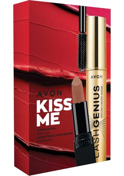 Luxury Kiss Me Ultra Mat Ruj Marvellous Mocha ve Genius Maskara Hediye Paketi 1 Adet