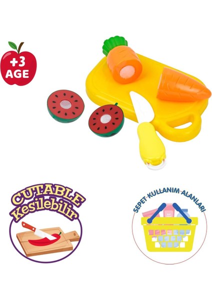 Luxury 42 Pcs Sepetli Kesilebilen Meyve ve Sebze 1 Adet modelleri