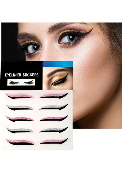 Luxury Kendinden Yapışkanlı Sticker Glitter Eyeliner 5 Çift 1 Adet