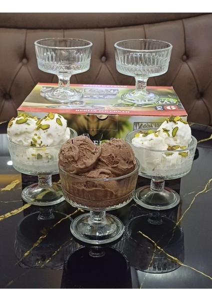 Luxury 6 Lı Ayaklı Şekerlik Tatlı Sunumluk Dondurmalık Magnolia Kasesi Kase Cam Çerezlik Sunum Dondurmalık 1 Adet modelleri
