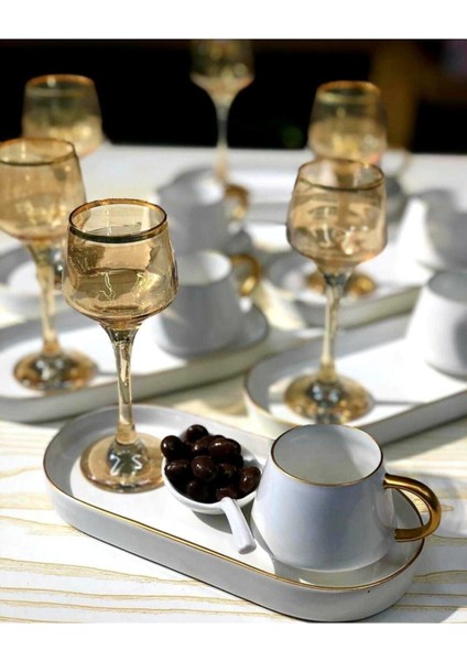 Luxury Star Sunum Tabaklı 6 Kişilik Kahve Fincan Takımı 1 Adet