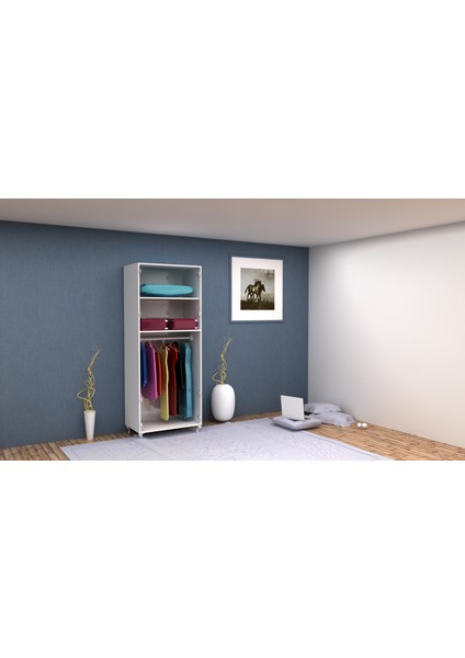 2 Kapaklı Üst 2 Raf Alt Askılı Gardırop PARLAK BEYAZ MDFLAM 205 cm *85 cm *53 cm 2KGM003 fiyatları