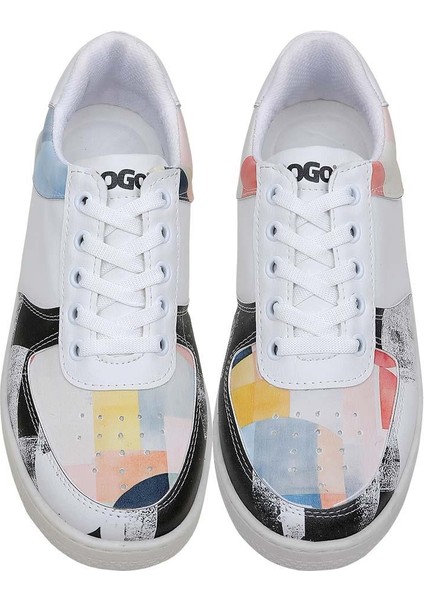 Kadın Vegan Deri Beyaz Sneakers - Geometric Shapes Tasarım modelleri
