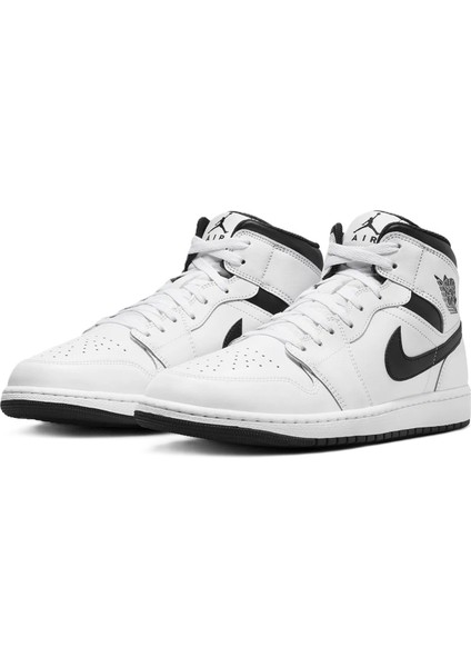 Air Jordan 1 Mid Leather Sneaker Hakiki Deri Bilekli Günlük Spor Ayakkabı Beyaz modelleri