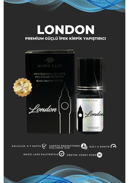 Luxury Premium Güçlü Ipek Kirpik Yapıştırıcı London 1-2 Saniye 1 Adet