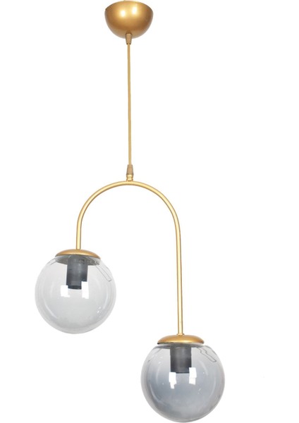 Janin Modern Sarkıt Eskitme Renk Gövde Füme Cam Salon - Mutfak - Yatak Odası 2 Li Avize fiyatları