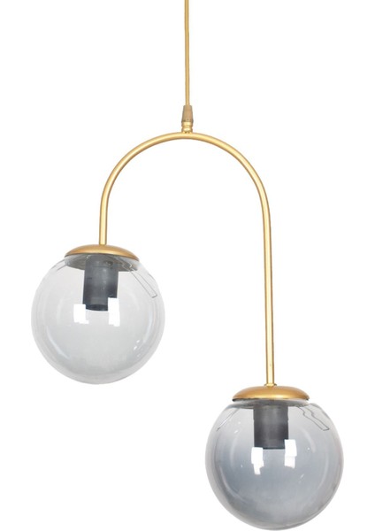 Janin Modern Sarkıt Eskitme Renk Gövde Füme Cam Salon - Mutfak - Yatak Odası 2 Li Avize modelleri