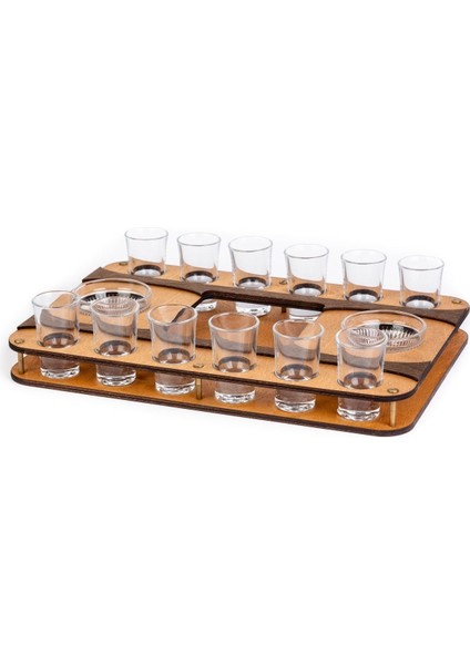 Luxury Tekila Tepsisi, Tekila Küreği, Ahşap Shot Seti, Bardak ve Kaseler Dahil, Sevgililer Günü, Yılbaşı 1 Adet
