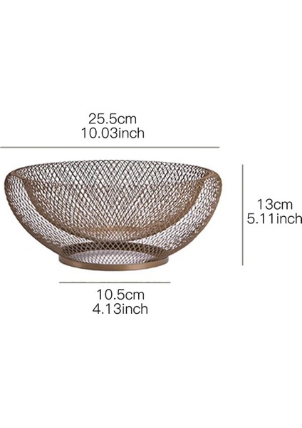 Luxury Metal Meyvelik Masa Üstü Sunum Sepeti Dekoratif Görünümlü Mutfak Salon Oturma Odası 1 Adet