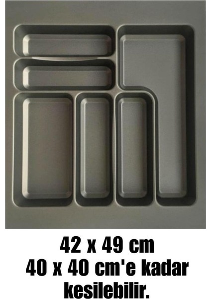 Luxury 42X49 cm Antrasit Çekmece Içi Kaşıklık Ücretsiz Kesim, (40X40'A Kadar Kesilebilir.) 1 Adet