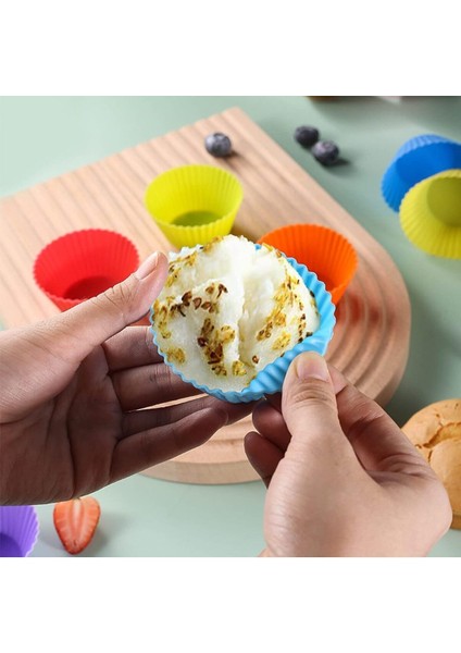 Luxury 24’lü Yıkanabilir Mini Tırtıklı Muffin Pişirme Kalıbı, Ribanalı Kek, Cupcake, Hamur Işi Renkli Kap 1 Adet