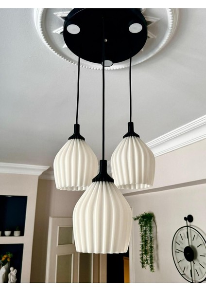 Siyah 3lü Zerafet Modern 3'lü Siyah Sarkıt Avize Yatak Odası Salon Oturma Odası Çocuk Odası Avize