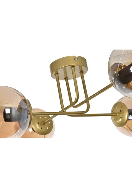 Safir Modern Tasarım Salon Yatak Odası Mutfak Eskitme Renk Bal Camlı 4 Lü Avize fiyatları